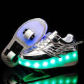 CD03 LED Double Wheel Wing Roller Skating Shoes, Size : 38(Silver)