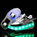 CD03 LED Double Wheel Wing Roller Skating Shoes, Size : 40(Silver)