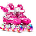 Adjustable Children Full Flash Single Four-wheel Roller Skates Skating Shoes Set, Size : S (Pink)