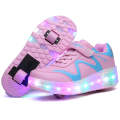 786 LED Light Ultra Light Rechargeable Double Wheel Roller Skating Shoes Sport Shoes, Size : 27(P...