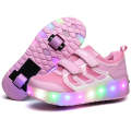 WS01 LED Light Ultra Light Mesh Surface Rechargeable Double Wheel Roller Skating Shoes Sport Shoe...
