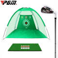 PGM Golf Training Aids Indoor Sports Hitting Practice Net 3m, with Hitting Mat & Seven-iron(Green)