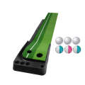 PGM Golf Putting Mat Push Rod Trainer 2.5m, with Three Soft Balls & Three Bicolor Balls & Auto Ba...