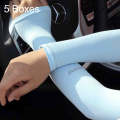 5 Boxes New Style Ice Silk Sleeves Fresh and Cool UV Protection Oversleeve, Ordinary Style(Blue)
