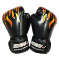 SUTENG Flame Pattern PU Leather Fitness Boxing Gloves for Adults(Black)