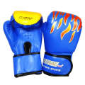 SUTENG Flame Pattern PU Leather Fitness Boxing Gloves for Adults(Blue)