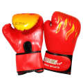 SUTENG Flame Pattern PU Leather Fitness Boxing Gloves for Adults(Red)