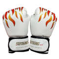 SUTENG Flame Pattern PU Leather Fitness Boxing Gloves for Adults(White)