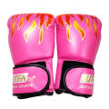 SUTENG Flame Pattern PU Leather Fitness Boxing Gloves for Adults(Pink)