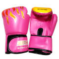 SUTENG Flame Pattern PU Leather Fitness Boxing Gloves for Adults(Pink)