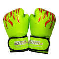 SUTENG Flame Pattern PU Leather Fitness Boxing Gloves for Adults(Green)