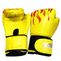 SUTENG Flame Pattern PU Leather Fitness Boxing Gloves for Adults(Yellow)