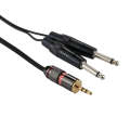 3.5mm Male to 2 x 6.35mm Male Mono Audio Adapter Cable, Total Length: about 27cm