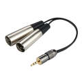 Metal Head 3.5mm Male to Aluminum Shell 2 x 3 Pin XLR CANNON Male Audio Connector Adapter Cable, ...