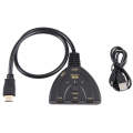 3 x 1 4K 30Hz HDMI Switcher with Pigtail HDMI Cable, Support External Power Supply