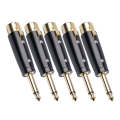 5 PCS LZ1167G 6.35mm Single Track Male Head to XRL Female Audio Adapter Plug (Black)