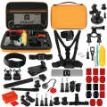 PULUZ 53 in 1 Accessories Total Ultimate Combo Kits with Orange EVA Case (Chest Strap + Suction C...