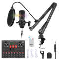 PULUZ Sound Card Live Broadcast Bluetooth Sound Mixer Studio Microphone Kits with Suspension Scis...
