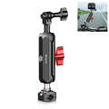 PULUZ Motorcycle Rearview Small Clamp CNC Metal Magic Arm Rod Mount (Black)