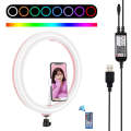 PULUZ 11.8 inch 30cm RGB Dimmable LED Dual Color Temperature LED Curved Diffuse Light Ring Vloggi...