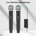 PULUZ 1 To 2 Wireless Microphones with LED Display, 6.35mm Transmitter (Black)