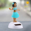 Solar Powered Bobble Head Dancing Toy Car Decoration Ornament Cute Hula Princess(Blue)