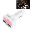 4 in 1 5V 3.1A Dual Ports Car Charger with Voltage, Temperature and Current Display(White)