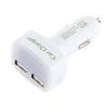 4 in 1 5V 3.1A Dual Ports Car Charger with Voltage, Temperature and Current Display(White)