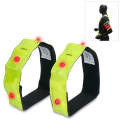 2 PCS 4 LED Lights Safety Run Reflective Arm / Leg Bands(Yellow)