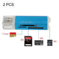 2 PCS Multi All in 1 USB 2.0 Micro SD SDHC TF M2 MMC MS PRO DUO Memory Card Reader(Blue)