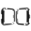 For Fitbit versa / versa lite PC Double-Row Diamond-Encrusted Protective Shell(Black)