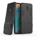 Shockproof PC + TPU Case with Holder for OnePlus 7 / 6T(Black)
