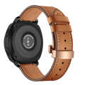 22mm For Huawei Watch GT2e / GT2 46mm Leather Butterfly Buckle Strap Rose Gold Buckle(Brown)