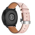 22mm For Huawei Watch GT2e / GT2 46mm Leather Butterfly Buckle Strap Silver Buckle(Pink)