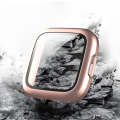 For Fitbit Versa 2 Fuel injection Frosted PC Shell + Tempered Glass Film(Rose Gold)
