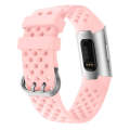 For Fitbit Charge 3 / 4 Hollow Square Silicone Watch Band Wristband(Pink)