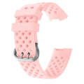 For Fitbit Charge 3 / 4 Hollow Square Silicone Watch Band Wristband(Pink)