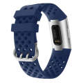 For Fitbit Charge 3 / 4 Hollow Square Silicone Watch Band Wristband(Dark Blue)