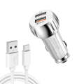 YSY-310QC18W QC3.0 Dual Port USB Car Charger + 3A USB to USB-C / Type-C Data Cable, Cable Length:...