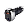 YSY-312 2 in 1 18W Portable QC3.0 Dual USB Car Charger + 1m 3A USB to Micro USB Data Cable Set(Bl...