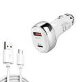 YSY-312PD QC3.0 18W USB + PD 20W USB-C / Type-C Car Charger with USB to Micro USB Data Cable(White)