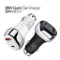 YSY-312PD QC3.0 18W USB + PD 20W USB-C / Type-C Car Charger with USB to 8 Pin Data Cable(Black)