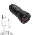 P21 Portable PD 20W + QC3.0 18W Dual Ports Fast Car Charger with USB to Micro USB Cable Kit(Black)