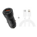 P21 PD 20W USB-C / Type-C + QC3.0 18W USB Fast Car Charger with USB-C / Type-C to 8 Pin Data Cabl...
