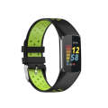 For Fitbit Charge 5 Double Color Metal Buckle Hole Silicone Watch Band(Black Green)
