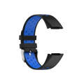 For Fitbit Charge 5 Double Color Metal Buckle Hole Silicone Watch Band(Black Blue)