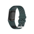 For Fitbit Charge 5 Double Color Metal Buckle Hole Silicone Watch Band(Green Black)