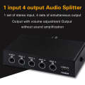 1 In 4 Out Audio Frequency Signal Splitter Distribute Device, Non Consumption, 3.5mm Interface Ou...