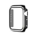 Electroplating Two-color PC+Tempered Film Watch Case For Apple Watch Series 9 / 8 / 7 41mm(Black+...