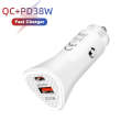 TE-P23 38W PD 20W USB-C / Type-C + QC3. 0 USB Triangle Car Charger + USB to 8 Pin Data Cable, Len...